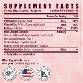 NUTRI POTENTIA Multi Collagen Peptides Powder - Type I, II, III, V, X with Vitamin C, E & Hyaluronic Acid, Hair, Skin, Nail Support | Unflavored, Non-GMO, Easy Mix - 45 Servings