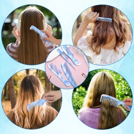 4 Pcs Wide Tooth Comb Hair Combs Set for Women Men Fine Tooth Combs Rat Tail Comb Dual Purpose Hair Styling Tool for Braiding Cutting Detangling Barber
