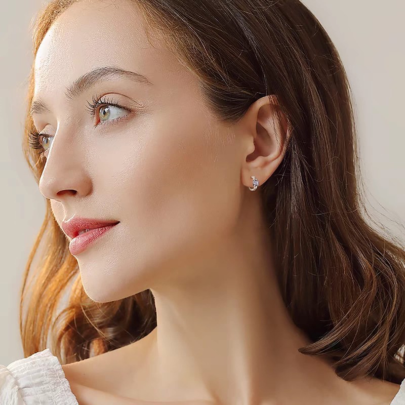 EVER FAITH Small Princess Cut CZ Earrings, Elegant 925 Sterling