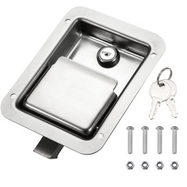 Loclink Truck Tool Box Lock Replacement, Hight Quality 304 Stainless Steel Polished Panel, Pull Handle Lock for RV Camper, Trailer Door, Electrical Cabinet (With 2 Keys)