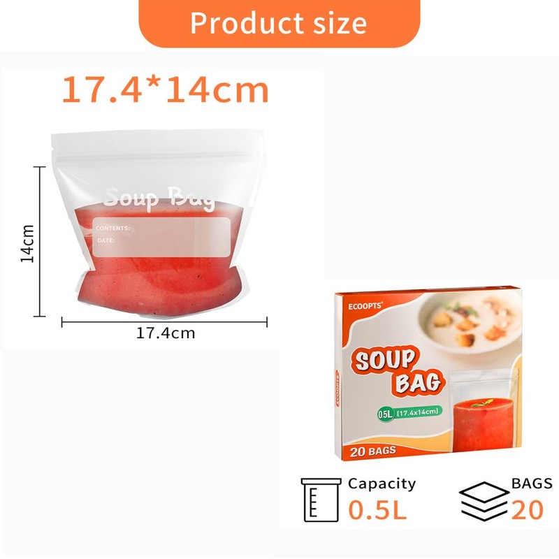Soup Bags Freezer Liquids Bags Thick and Durable Curry to