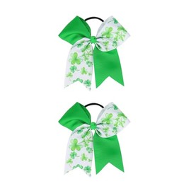 Koolgil Girl's St. Patrick's Day Bowknot Hair Tie Four Leaf Clover Children's Elastic Band Set of 2 (Style C)