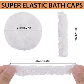 WLLHYF 100 Pieces Disposable Shower Caps, Waterproof Hair Swimming Caps Thickening Elastic Swimming Cap Plastic Transparent Hair Caps for Spa Bath Hair Treatment Home Hotel Portable Travel
