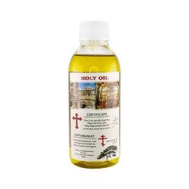 Holy Virgin Olive Oil Bottle from Jerusalem Holy Land for House Blessing Anointing & Prayer Altar Lamp Blessed in Church of The Holy Sepulcher Christian Gift 250 ml / 8.5fl.oz