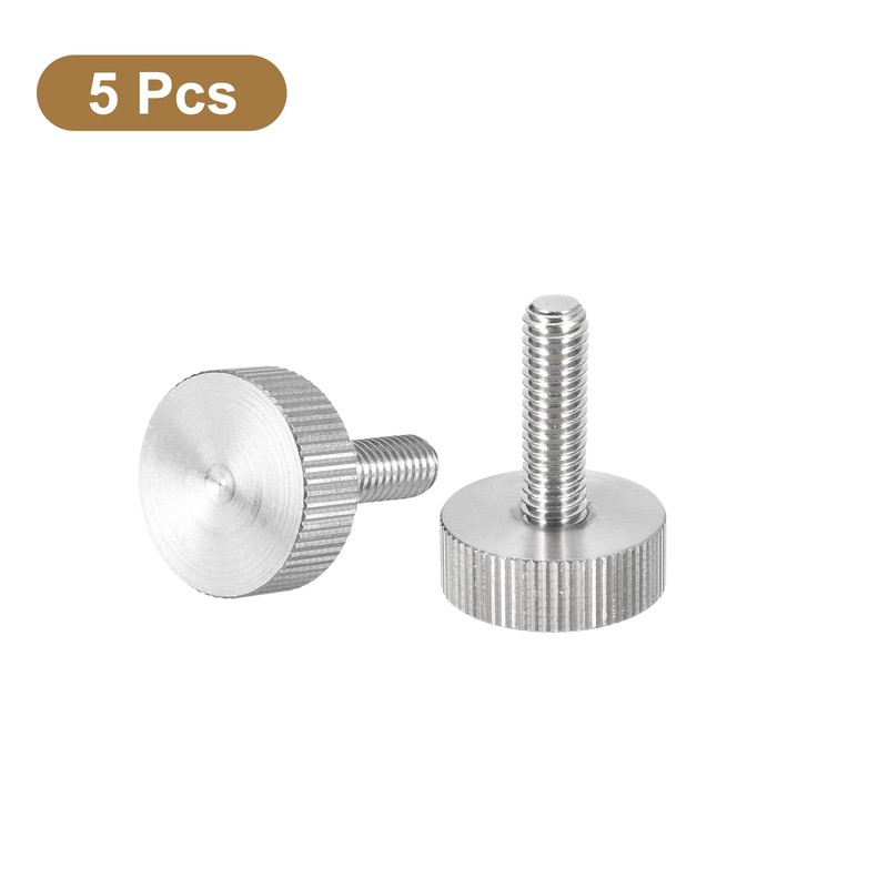 sourcing map M6x20mm Knurled Thumb Screws, 5pcs 304 Stainless Steel