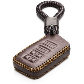 Vitodeco Leather Key Fob Case Cover Protector Compatible for 2014-2021 Lexus UX, NX, RX, GX, LX, is, ES, GS, LS (Brown)
