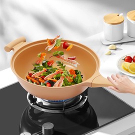 12.6 Inch Deep Frying Pan Nonstick Pan with Glass Lid, Steamed Grid, Micro Pressure Cooker Pot Dishwasher Safe, Works with All Stovetops
