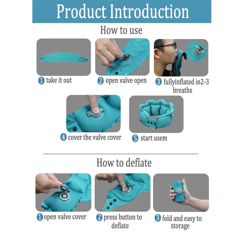 Litcat Inflatable Travel Pillow for Sleeping Airplane - Inflatable Neck