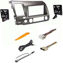 ASC Premium Taupe Car Stereo Radio Dash Install Kit, Wire Harness, and Antenna Adapter to Install an Aftermarket Radio for 2006 2007 2008 2009 2010 2011 Honda Civic - No Factory Nav