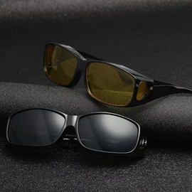 UV400 Clip-On Sunglasses for Glasses Cycling Fishing Block 3-Clip-on Sunglasses Orange 5ea