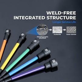 toolant Extra Long Nut Driver Bit Set, 6PCS SAE/Metric Magnetic Nut Driver Set 1/4''~9/16'' Nut Driver, 1/4'' Quick Change