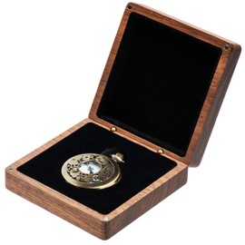 COSISO Walnut Wood Pocket Watch Gift Box Portable Single Pocket Watch Display Storage Travel Case Organizer for Men Women