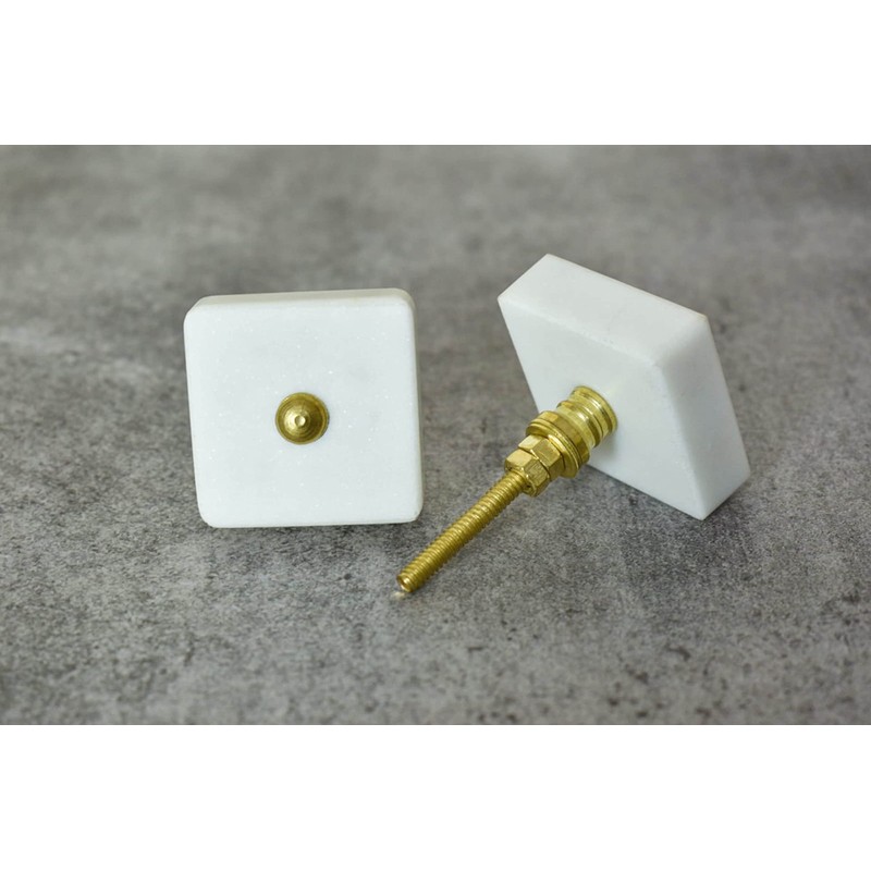ARTISNO Square Marble Brass Knob, Modern Cabinet Knob, Decorative Hardware,