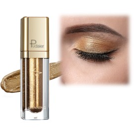 Liquid Glitter Eyeshadow, Gold Liquid Eyeshadow, Quick-Dry & Long Lasting Shimmer Eyeshadow, Glitter Eyeliner Eye Glitter Metallic Eyeshadow with Eyeliner Pen Sparkly Eye Shadow Eye Makeup