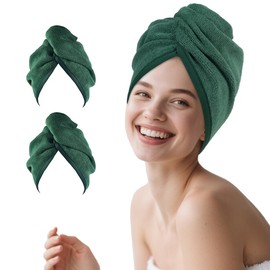 Poyday Microfibre Hair Towel Wrap: 2Pack Head Drying Towel Super Absorbent Soft Anti Frizz Turban Towelling For Women Girls Long Wet Plopping Curly Hair