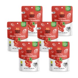 Pol’s Freeze Fresh - 6 Pack Sliced Freeze Dried Strawberries - 1 Oz Each Freeze-Dried True Strawberry Fruits Non-GMO, Kosher, No Added Sugar, Gluten-Free, Vegan 6 Single-Serve Packs for Snacking, Parties and Healthy Gifts