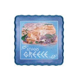 Spartan & The Green Egg Explorer Woven Patch: Athens, Greece (Sew Or Iron On) 3.15" x 3.15"