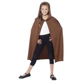 Smiffys Cape Hooded, Brown Long, Boys Fancy Dress, Child Dress Up Accessories