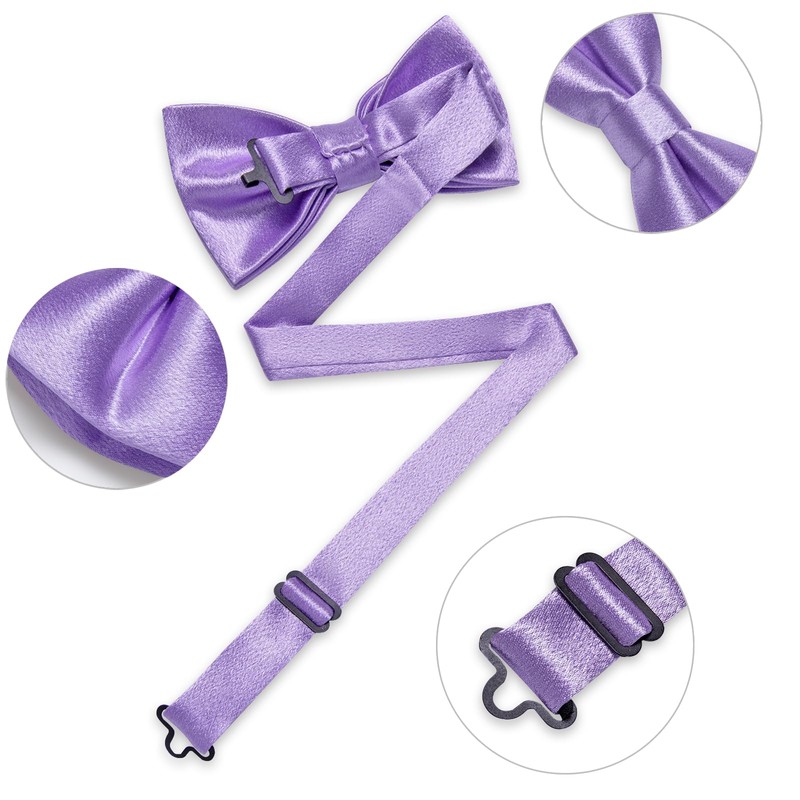 DiBanGu Mens Lavender Bow Ties Solid Color Ajustable Pre-tied Bowtie