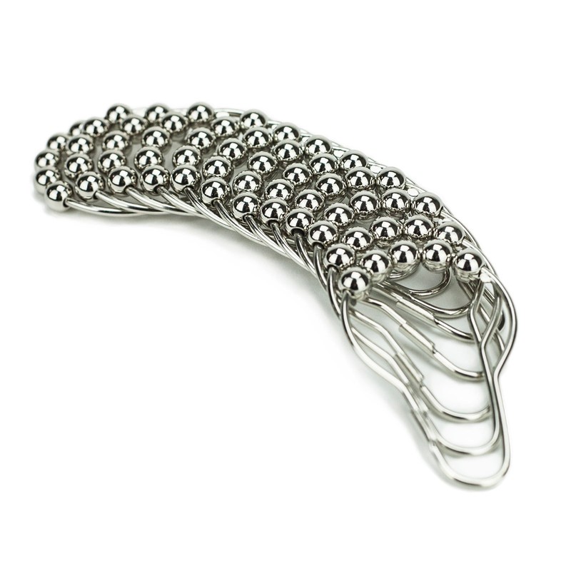 HUJI Heavy Duty Roller Shower Curtain Rings, Polished Chrome Set