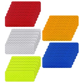 30Pcs 5 Variety of Safety Reflective Stickers, Warning Reflective Strips, Self-Stick Bike Reflectors, Waterproof Warning Sticker, Bright Color Tape for Motorcycle, Cloth, Helmet, 1.18 x 3.15 Inch