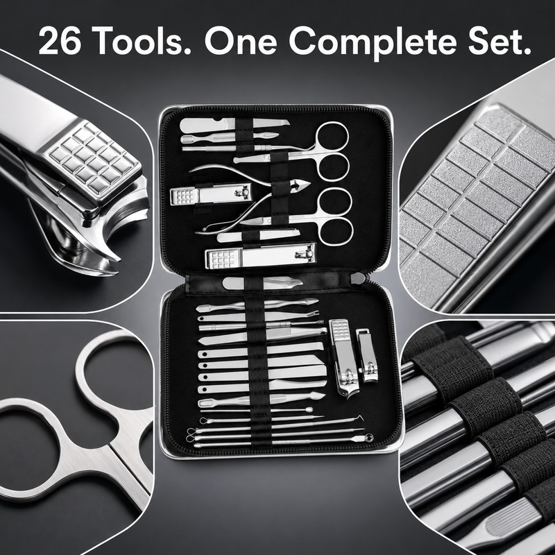 26-Piece Manicure Set for Nail and Cuticle Care – Stainless