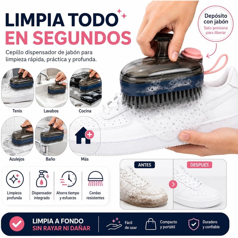 Genérico Cepillo de Limpieza 2 en 1 con Dispensador de