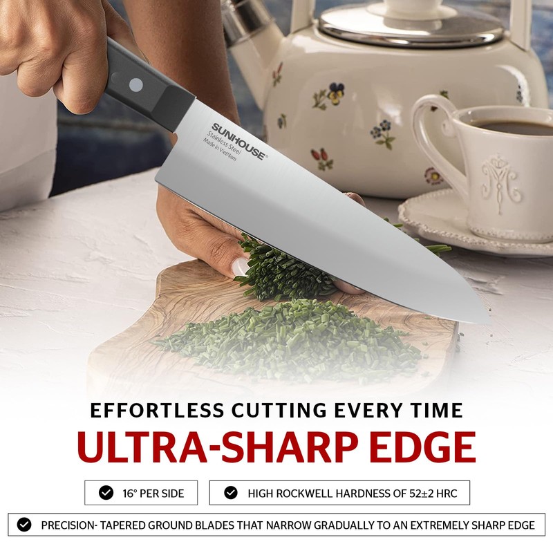 Sunhouse Basic Chef Knife 7.5 Inch Kitchen Knife, High Stainless