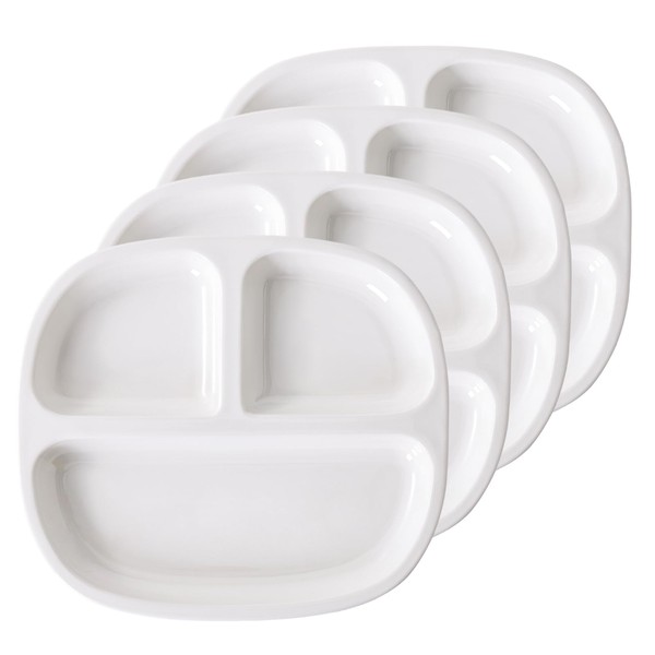 8.58" Square Ceramic Divided Plates - 4 Pack, Portion Control