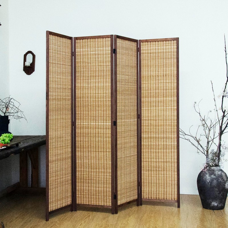 Loomveil 4 Panel Bamboo Room Divider - 5.6 ft Tall