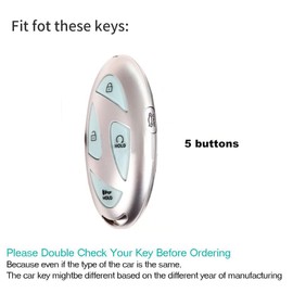 ontto TPU Car Key fob Cover Fit for Hyundai Grandeur GN7 Grand Prix Kona Ev Ioniq 6 Nuovo 2023 2024 Smart Key Case Shell 5 Buttons Key Holder Keychain Keyring Protector Accessories White B