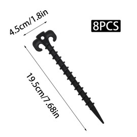 Pine & Linen 8 Pack 19.5cm/7.7inch Heavy Duty Tent Stakes,Sand Stake Beach Tent Stakes Heavy Duty Screw Shape, Essential Gear for Outdoor Camping Hiking/Garden Lawn（Black）