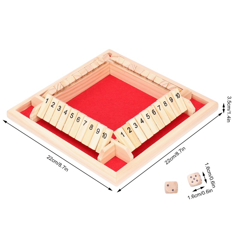 Wooden Number Board Dices Game Set Toy for 4 People