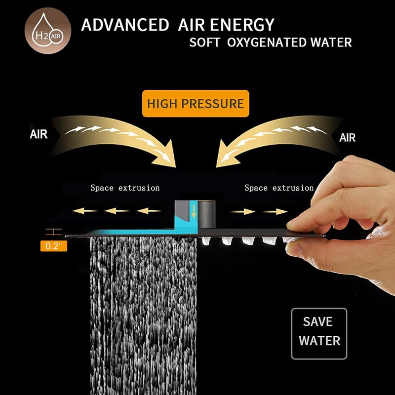 BESy 8 Inch Rain Shower Head, 8" Square Rainfall &