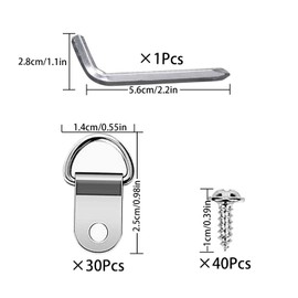 D Rings for Picture Hanging 71Pcs D Ring Picture Hangers D Rings Hangers Canvas Hook Wall Bracket Hanger with Screws Wrench be Used for Indoor and Outdoor.