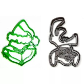 AJT GRINCH AND MAX THEMED FACES CHRISTMAS MOVIE SET OF 2 COOKIE CUTTERS USA PR1626