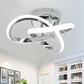 Aiwen 11 Inch LED Ceiling Light Fixture, Modern Flush Mount Ceiling Light with Curved Design, 6000K Cool White Dimmable, Hanging Ceiling Lamp for Bedroom, Hallway, Kitchen, Entryway