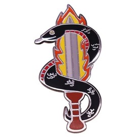 Good Omens Aziraphale Crowley Flaming Sword Snake Serpent Garden of Eden Adam Eve Angel Demon Ineffable TV Show 1.25" Enamel Pin Badge