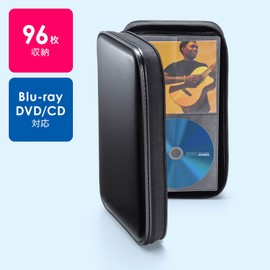 Sanwa Supply FCD-WLBD96BBK Semi-Hard Case for CD Jacket Storage (Holds 96 Pieces, Black)