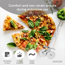 Ravioli Cutter - Pizza, Pasta Cutter Wheel with Hole for Hanging - Stainless Steel Fluted Pastry Wheel - Pizza & Ravioli Cutter Roller for Kitchen