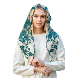 Maria Veils Catholic Mantilla Mass Infinity Veil Church Lace Veil Spanish Chapel Mass Head Covering Veil Long (Green)