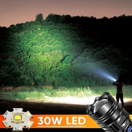 Garberiel 1000000LMS Powerful Rechargeable LED Flashlight Tactical 30W Zoom Torch /Battery