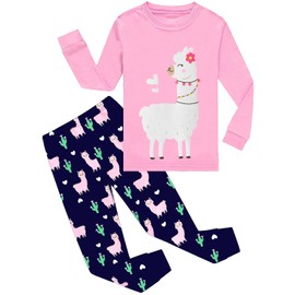 CM-Kid Pajamas Sets for Girls Long Sleeve Tops and Pants 2 Pieces Pjs Set Kids Llama Sleepwear Winter Toddler Jammies Size 3T