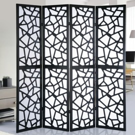 NicBex Room Divider 4 Panel Room Dividers with Paper-Looking Partition Room Dividers and Folding Privacy Screens Wall Divider for Home, Office, Room Separation,70" W x 1" D x 70" H, Black