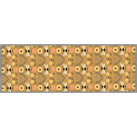 Floor Flair Collection, Honey and Hive Bee Floral 2.5 x 7 Feet, Durable Waterproof & Stain Resistant Vinyl, Indoor Area Mat, Protective Floor Covering, Interior Home Décor