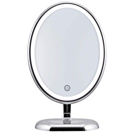 Oval Personal Makeup Mirror with Lights - Magnifying Mirror Light for Table Top - Led Make Up Mirror - 360 Degree Travel Swivel Vanity Mirror - Includes Compact 10x Magnifying Mirror - Pro Beautify