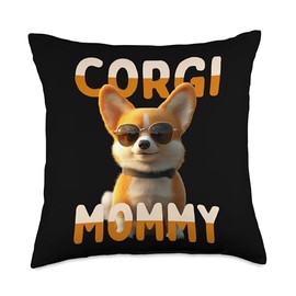 Corgi Mommy Dog Mama Corgis Mothers Day Welsh Corgi Mom Throw Pillow