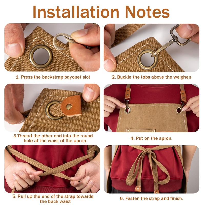 INMTIE Adjustable men's heavy-duty work apron, thick wax canvas woodworking