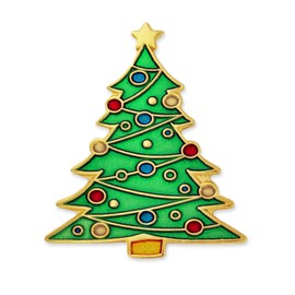 PinMart Festive Christmas Tree Holiday Enamel Lapel Pin