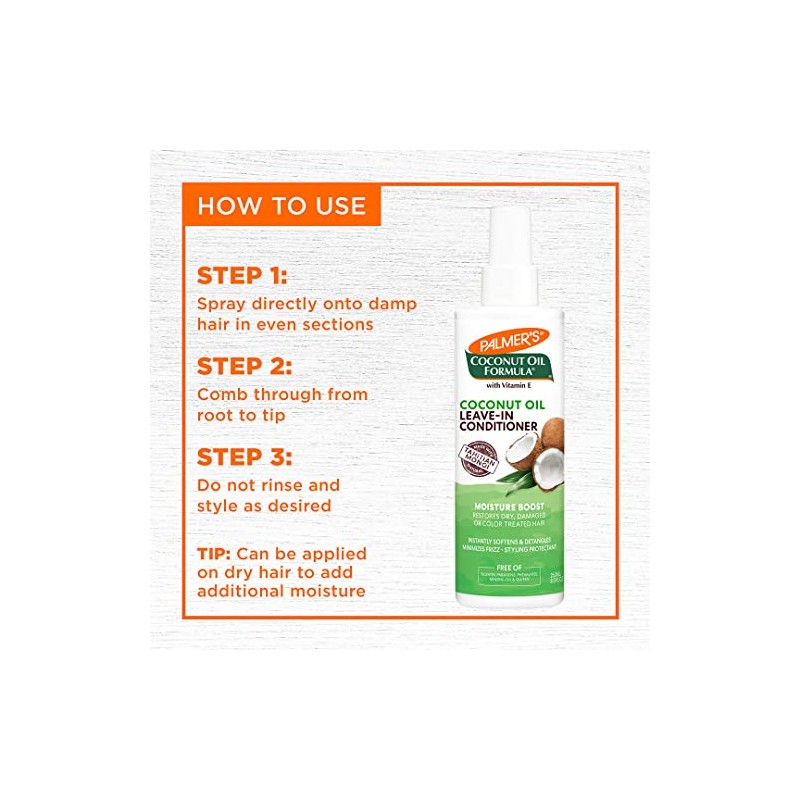 Palmers Coconut Oil Formula Moisture Boost, Acondicionador Leave-In Sin Enjuague,
